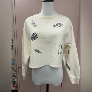 NWT Forever 21 x Hot Wheels cream cropped sweatshirt LA graphics size small